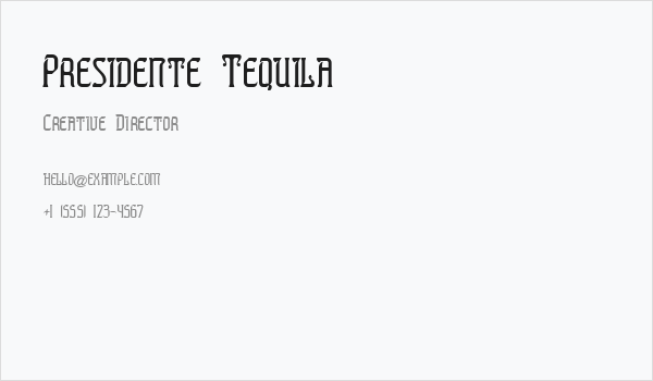 Presidente Tequila Business Card