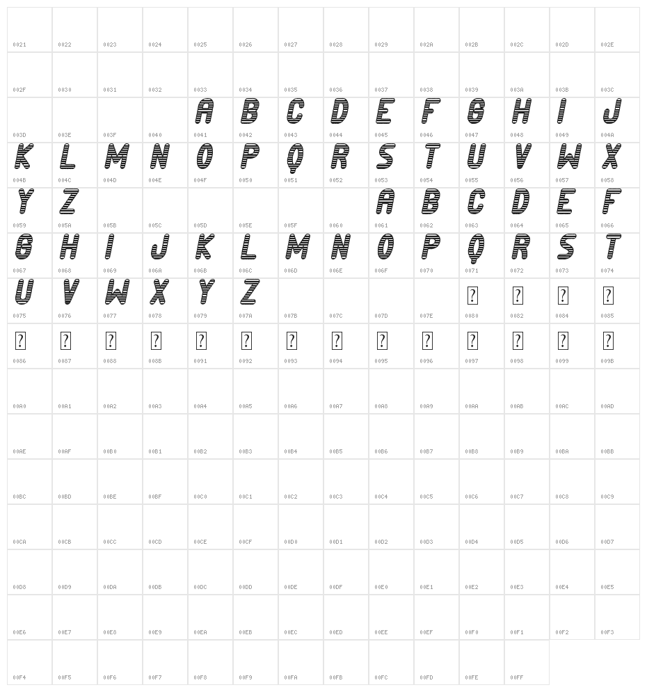 Presidiario St Character Map