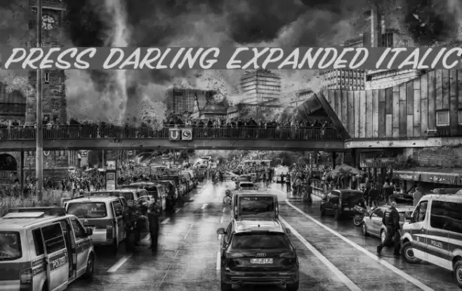 Press Darling Expanded Italic Font examples