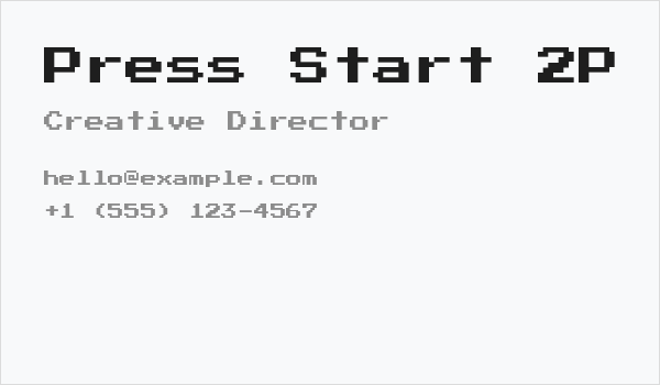 Press Start 2P Regular Business Card