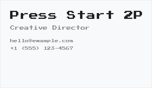 Press Start 2P [SMB1 Version] Regular Business Card