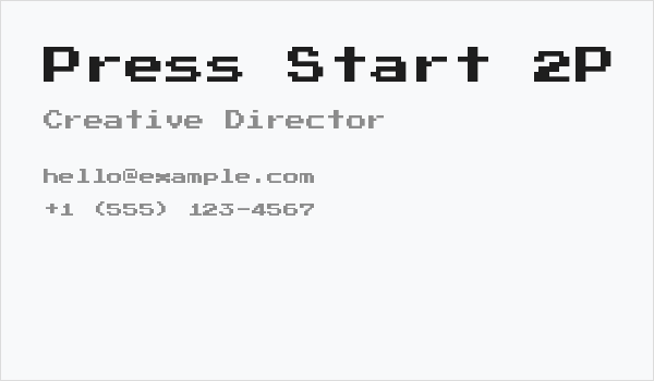 Press Start 2P [SMBTLL Version] Regular Business Card