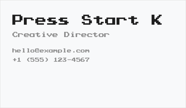 Press Start K Business Card