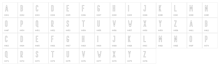 Prestage Outline Character Map