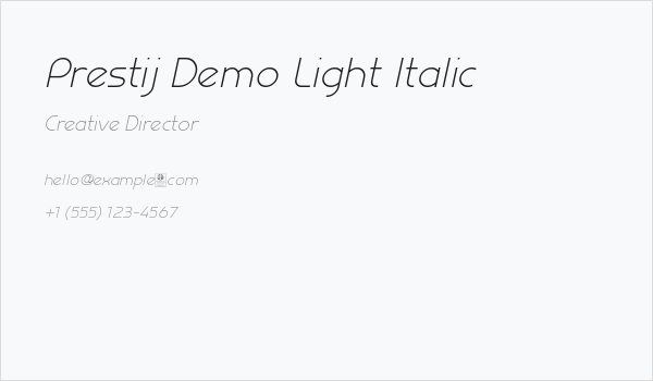 Prestij Demo Light Italic Business Card