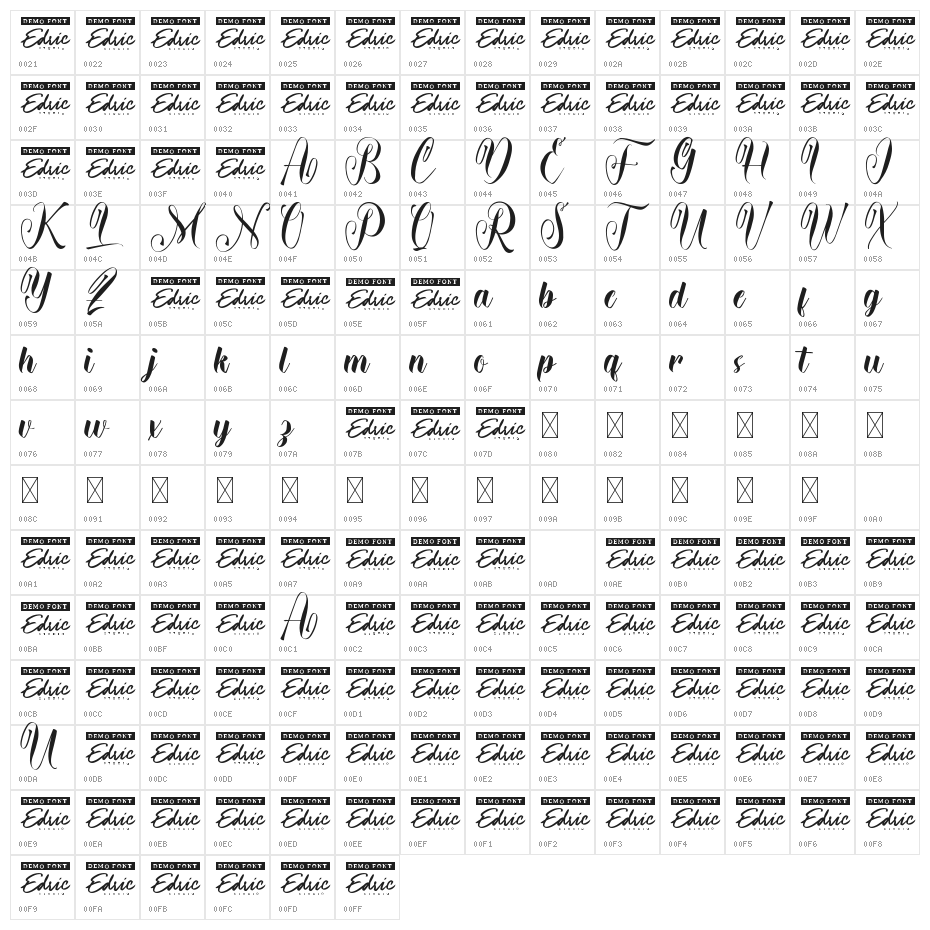 Pretty Flower Demo Character Map
