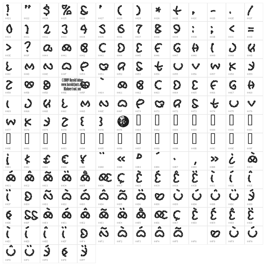 Pretz Salted Character Map