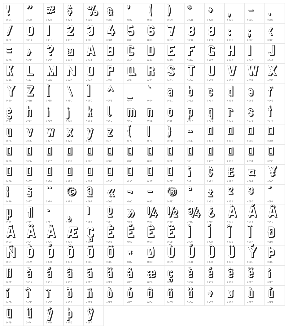 Preussische VI 9 Schatten Character Map