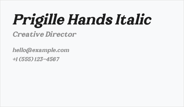 Prigille Hands Italic Business Card
