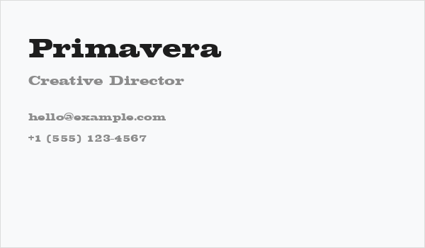 Primavera Business Card