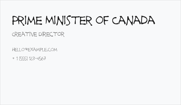 Prime Minister of Canada Business Card