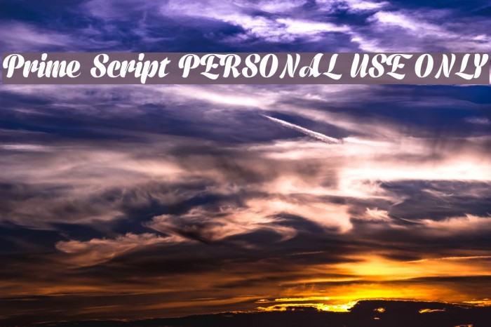 Prime Script PERSONAL USE ONLY Font examples