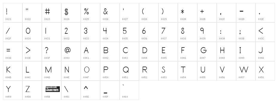 Primer Print Character Map