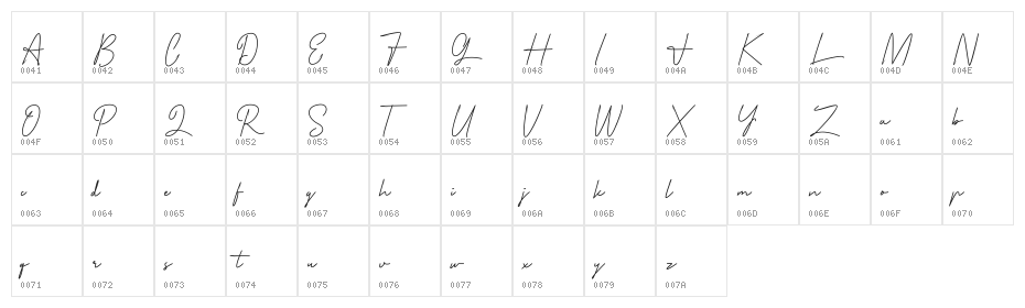 Primera_Signature Character Map