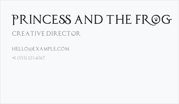 PrincesS AND THE FROG Business Card