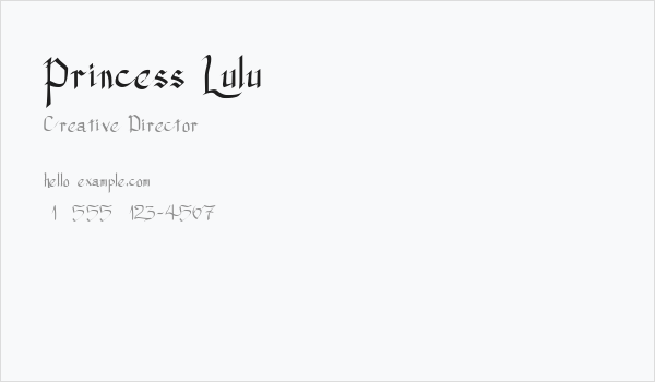Princess Lulu Business Card