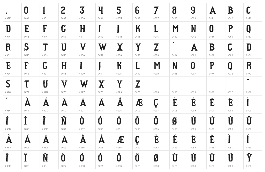 Principaute Bold Character Map