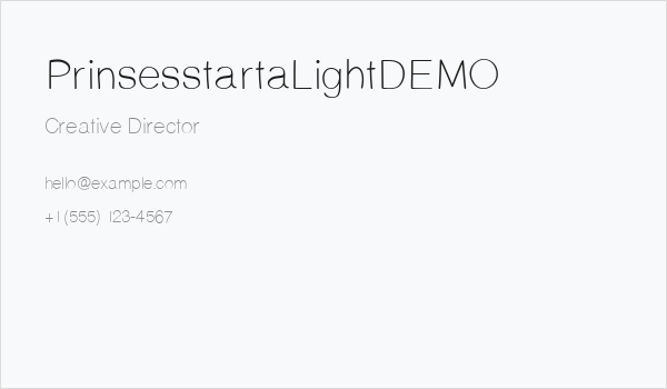 PrinsesstartaLightDEMO Business Card