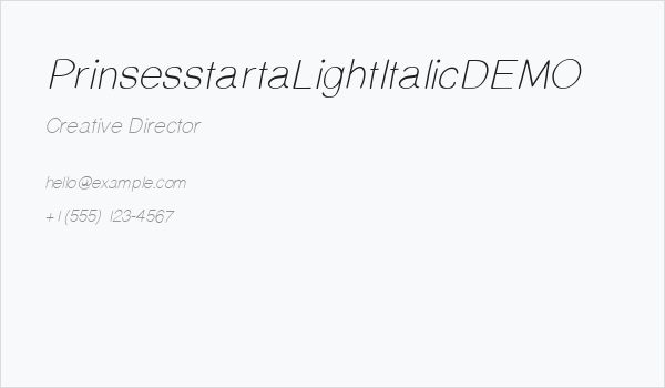 PrinsesstartaLightItalicDEMO Business Card