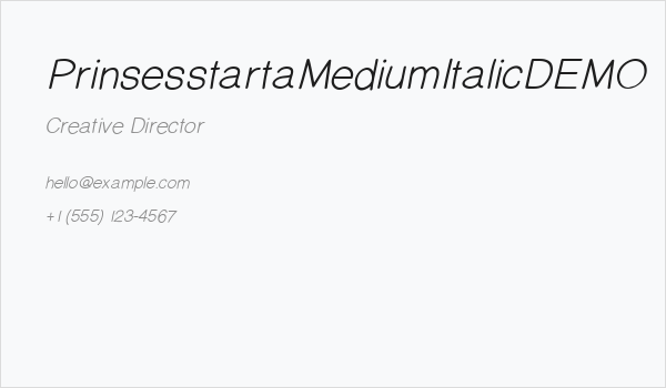 PrinsesstartaMediumItalicDEMO Business Card