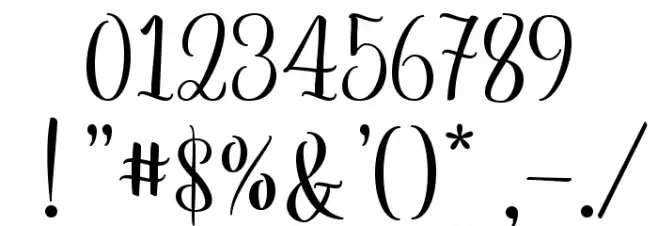 Priscilla Script Regular Font OTHER CHARS