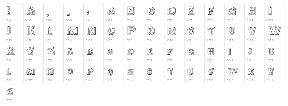 Prismatica Character Map