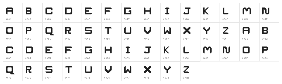 ProJecT Regular Character Map