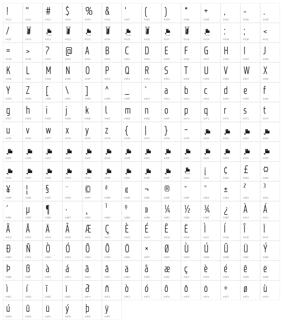 Probeta Light Character Map