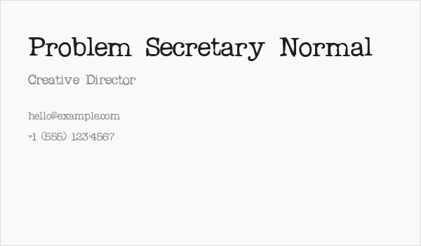 Problem Secretary Normal Business Card