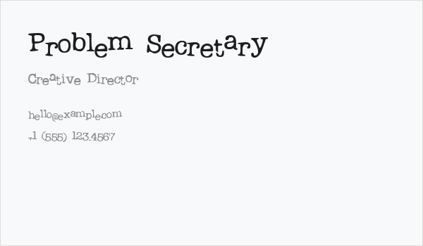 Problem Secretary Business Card