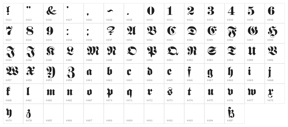 Proclamate Heavy Heavy Character Map