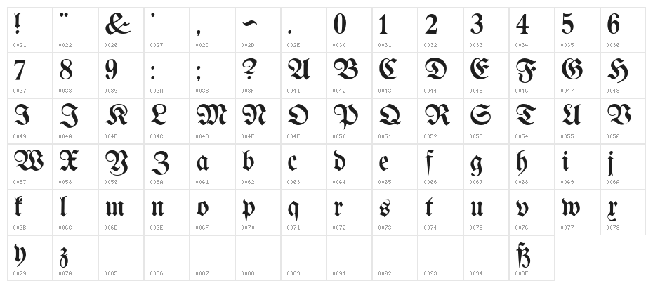 Proclamate Light Light Character Map