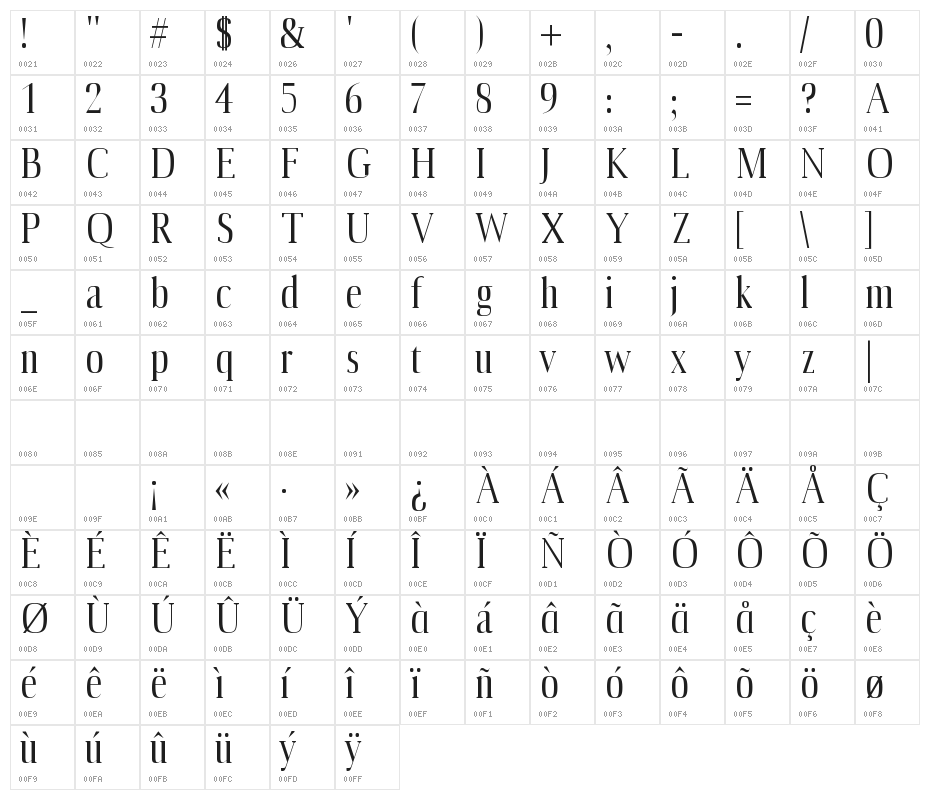 Producer Regular Character Map