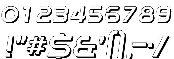 Progress 3D Hollow Italic Font OTHER CHARS