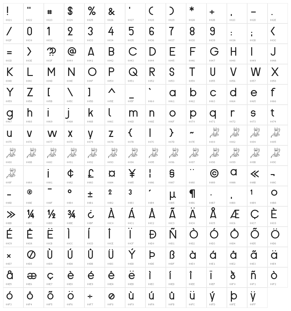 Proletarsk Regular Character Map