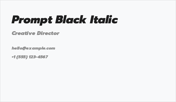 Prompt Black Italic Business Card