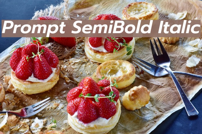 Prompt SemiBold Italic Schriftart examples