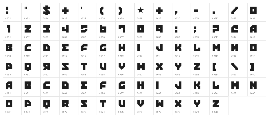 Propaganda Regular:Version 1.00 Character Map