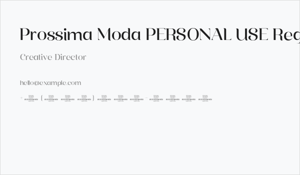 Prossima Moda PERSONAL USE Regular Business Card