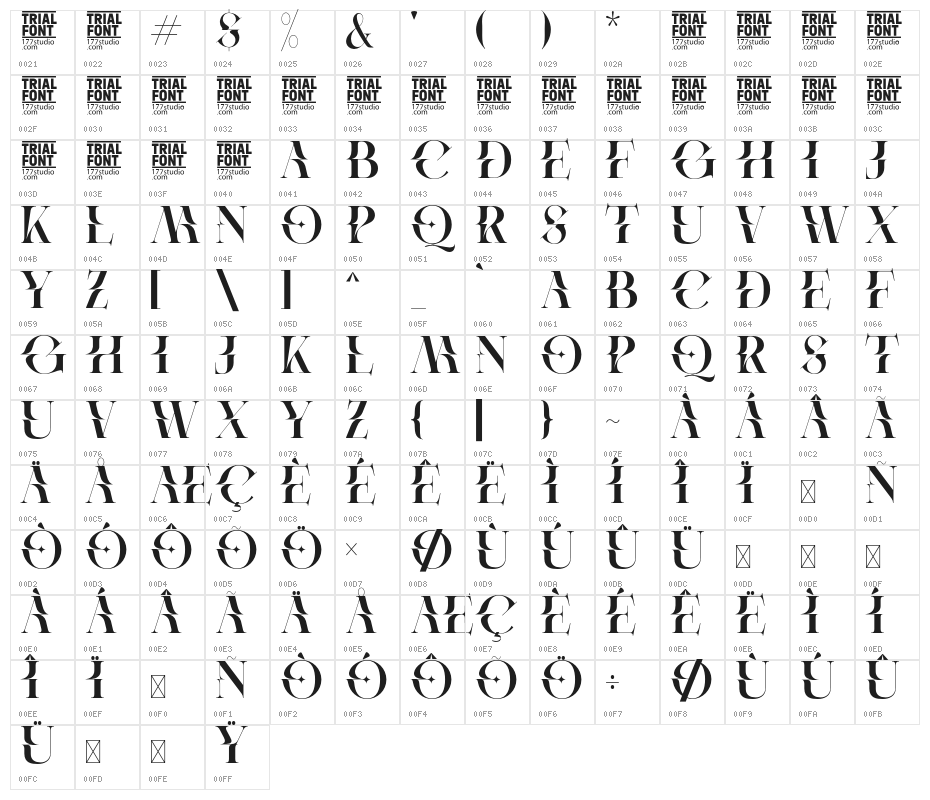 Protest Demo Regular Character Map