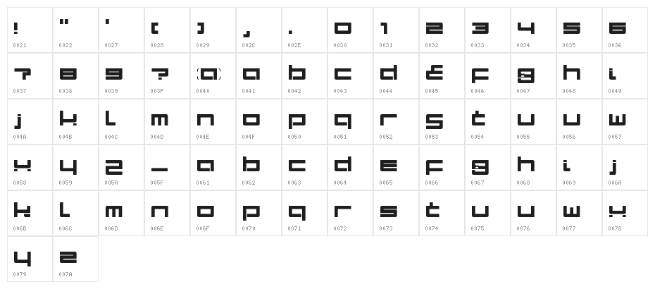 Proto LDR Regular Character Map