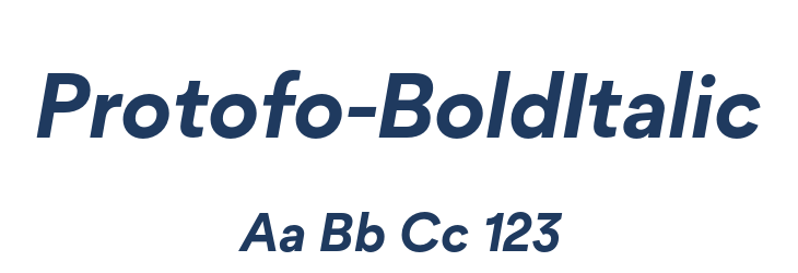 Protofo-BoldItalic Font Preview