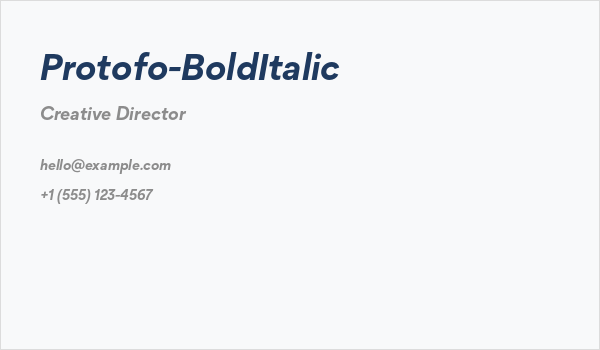 Protofo-BoldItalic Business Card