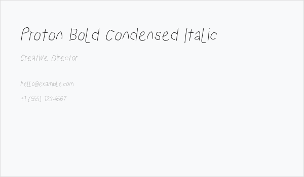 Proton Bold Condensed Italic Business Card