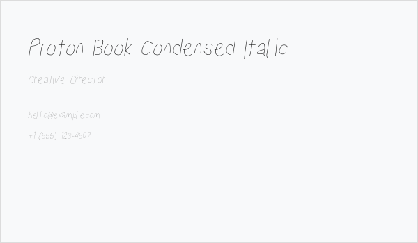 Proton Book Condensed Italic Business Card