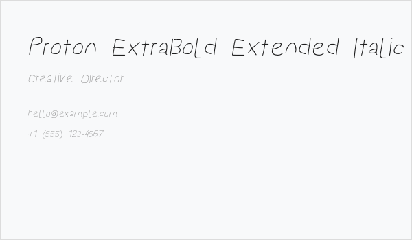 Proton ExtraBold Extended Italic Business Card