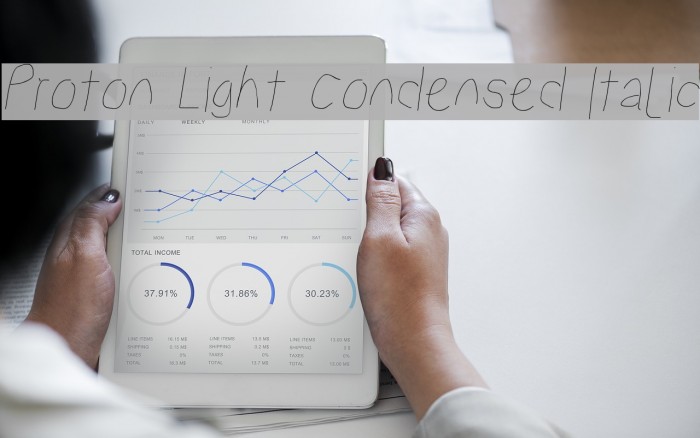Proton Light Condensed Italic Font examples