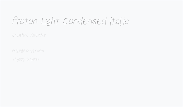 Proton Light Condensed Italic Business Card