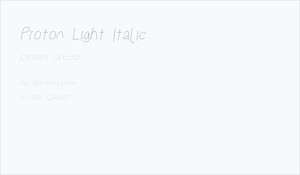 Proton Light Italic Business Card