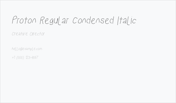 Proton Regular Condensed Italic Business Card